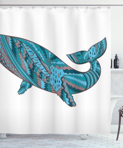 Humpback Whale & Sea Life Printed Shower Curtain for Your Bathroom 