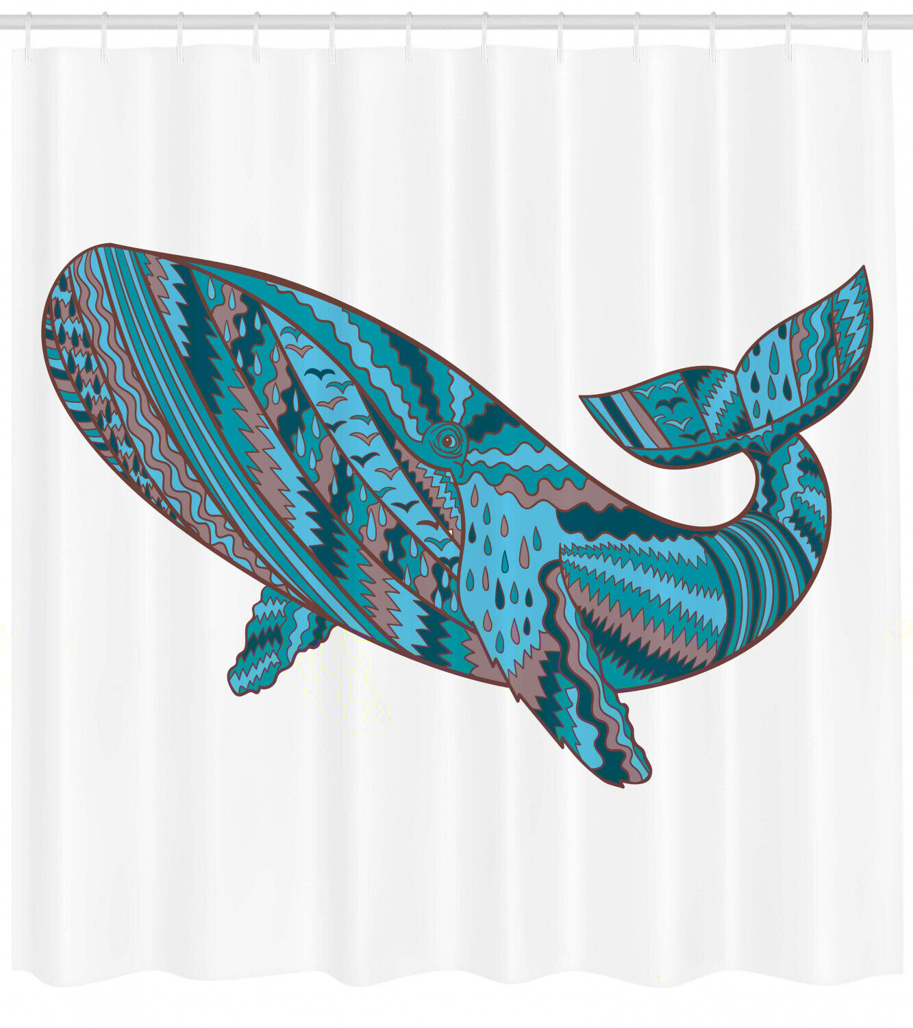 Humpback Whale & Sea Life Printed Shower Curtain for Your Bathroom