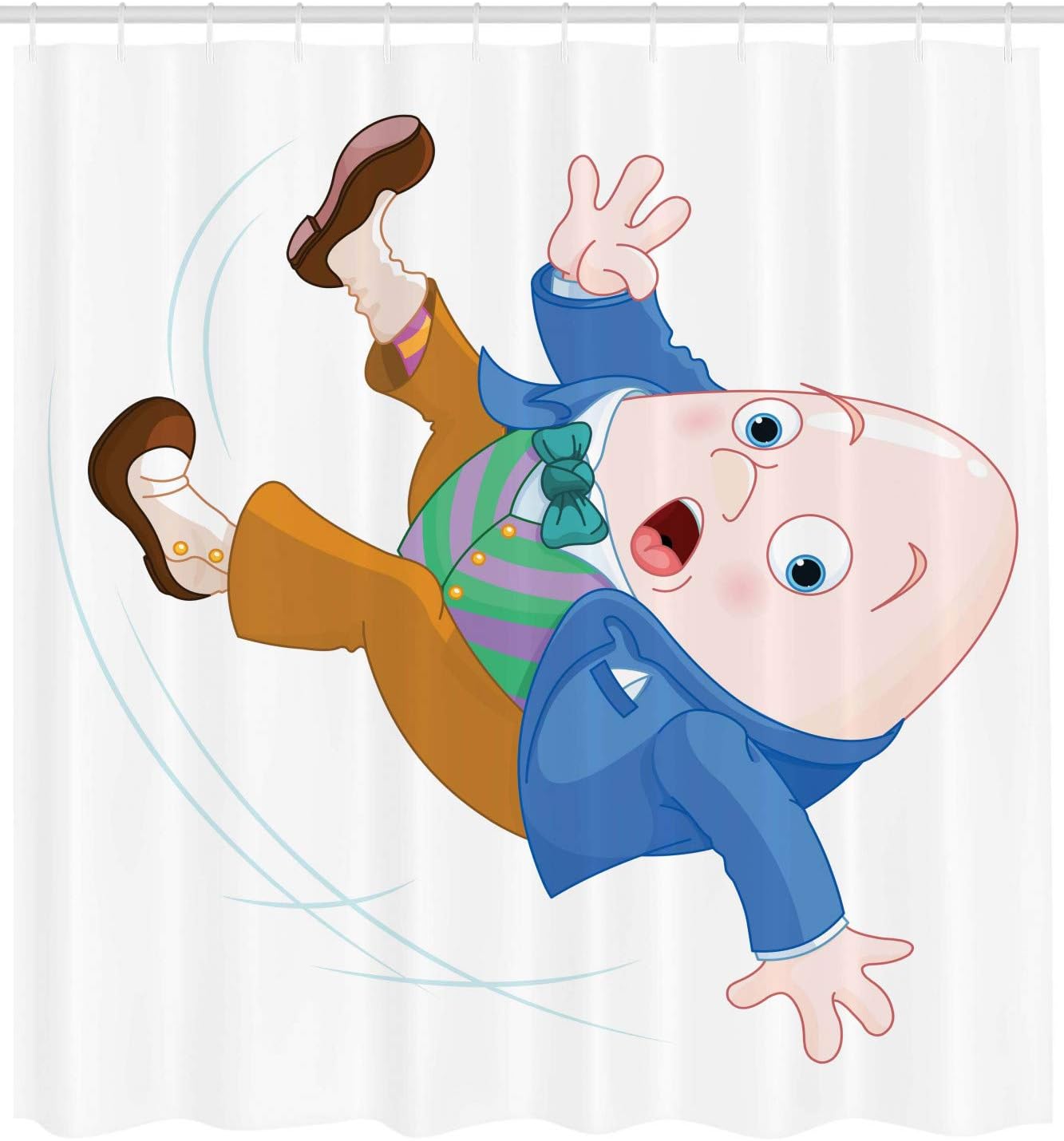 Humpty Dumpty Egg Falling Down Transformation Cartoon Shower Curtain - Image 2
