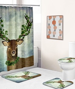 Hunter'S Cabin Shower Curtain With Rustic Deer And Elk Prints