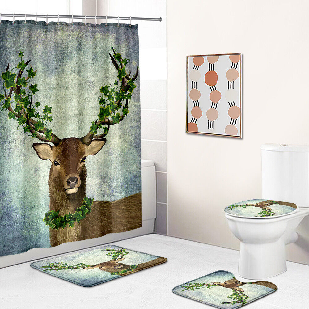 Hunter'S Cabin Shower Curtain With Rustic Deer And Elk Prints