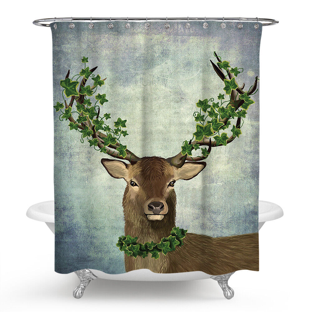 Hunter'S Cabin Shower Curtain With Rustic Deer And Elk Prints - Image 2