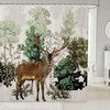 Hunting Deer in Green Trees Print Shower Curtain for Kids Boys Teens Room Decoration