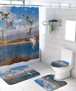 Hunting Ducks Shower Curtain With Fall Theme For Wildlife Enthusiasts