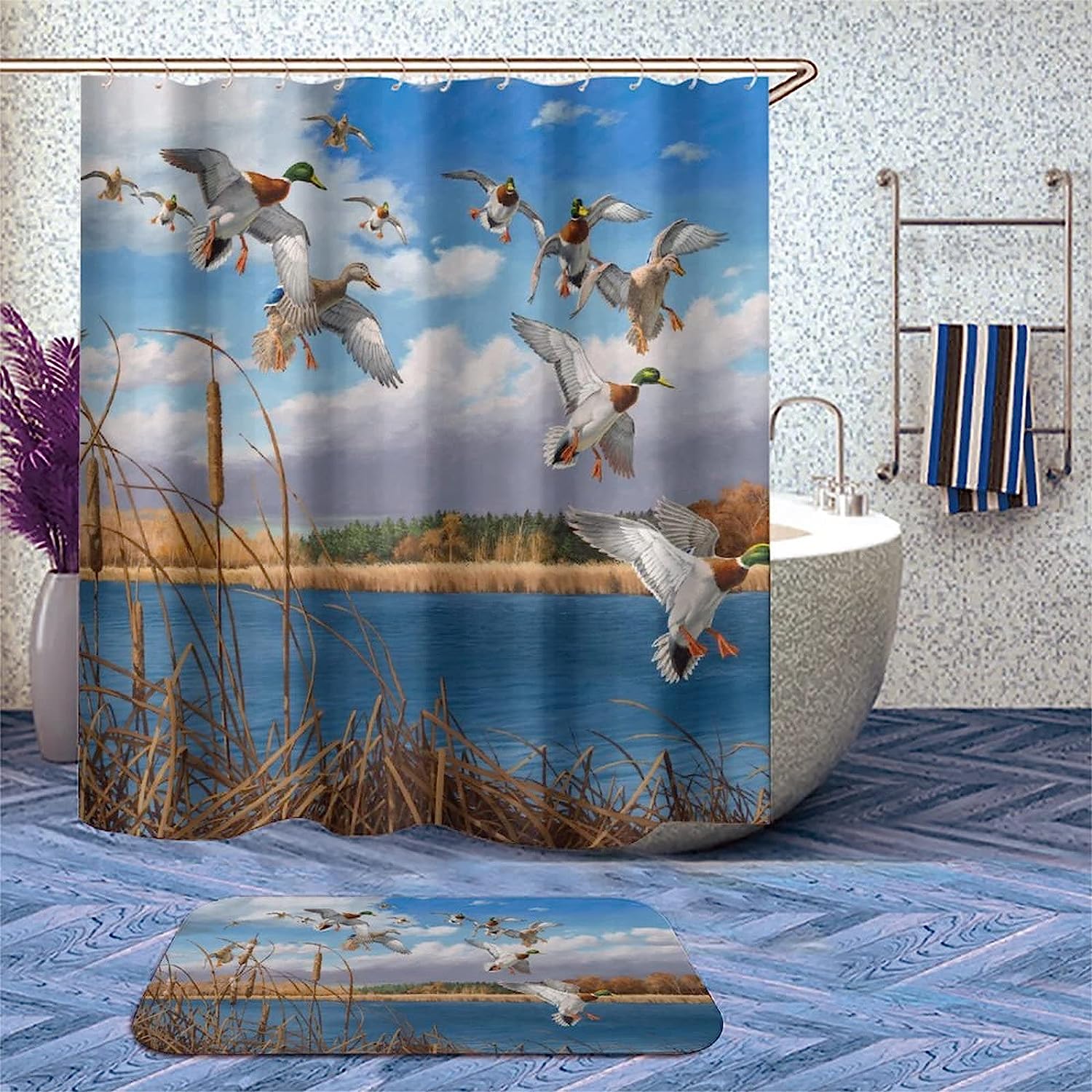 Hunting Ducks Shower Curtain With Fall Theme For Wildlife Enthusiasts - Image 2