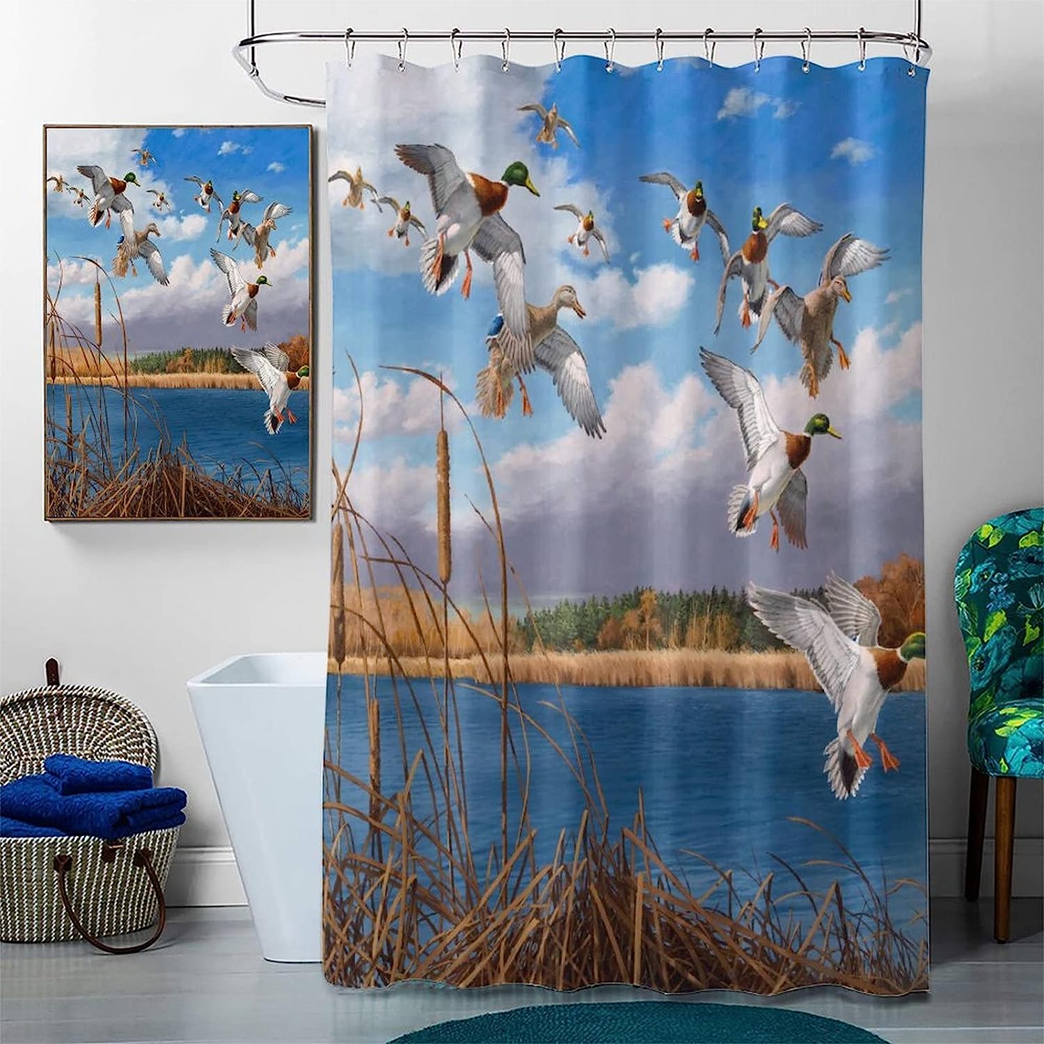 Hunting Ducks Shower Curtain With Fall Theme For Wildlife Enthusiasts - Image 3