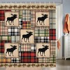 Hunting Lodge Shower Curtain Rustic Cabin Bear Deer Moose Country Farm Camper Bathroom