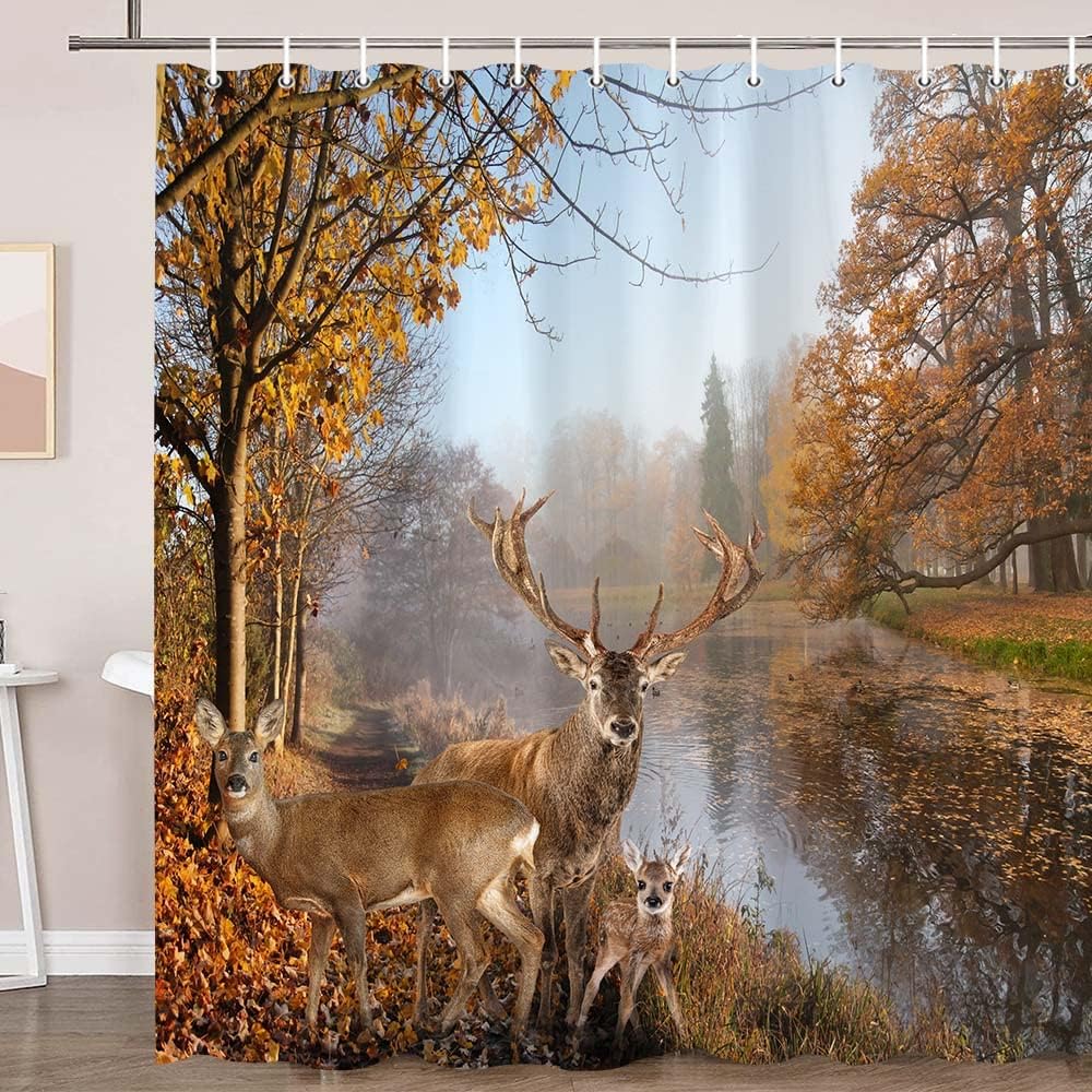 Hunting Safari Shower Curtain With Deer And Wildlife Prints - Image 3