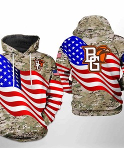Hunting-Themed Bowling Green Falcons Ncaa Us Flag Camo Veteran 3D Hoodie
