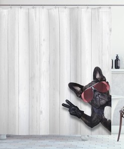 Husky Dog Peace Sign Print Animal Shower Curtain For Bathroom