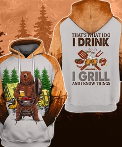 I Hate People Hoodie Bear I Drink I Grill Ideal For Fans With All Over Print