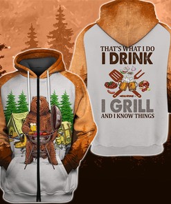 I Hate People Hoodie Bear I Drink I Grill Ideal For Fans With All Over Print