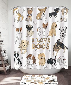 I Love Dogs Simple Shower Curtain for Bathroom Decor 