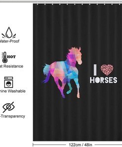 I Love Horses Printed Waterproof Shower Curtain for Bathroom Decor