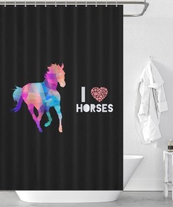 I Love Horses Printed Waterproof Shower Curtain for Bathroom Decor