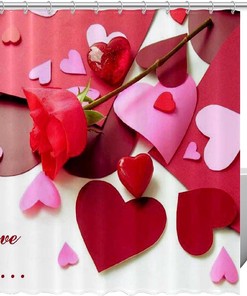 I Love You Rose Heart Shower Curtain for Romantic Bathroom Decor