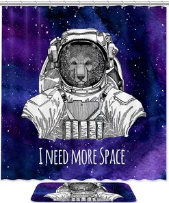 I Need More Space Bear Shower Curtain - Cute and Quirky Bathroom Decor