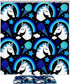 Ice Cream Unicorn Shower Curtain for Bathroom Fun