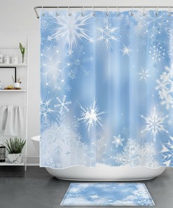Ice Crystal Christmas Shower Curtain - Dream Snowflake Bathroom Decor