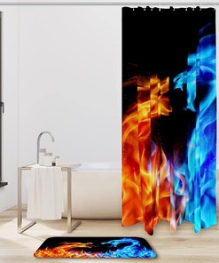 Ice Fire Dragon Shower CurtainWaterproof Bathroom Decor