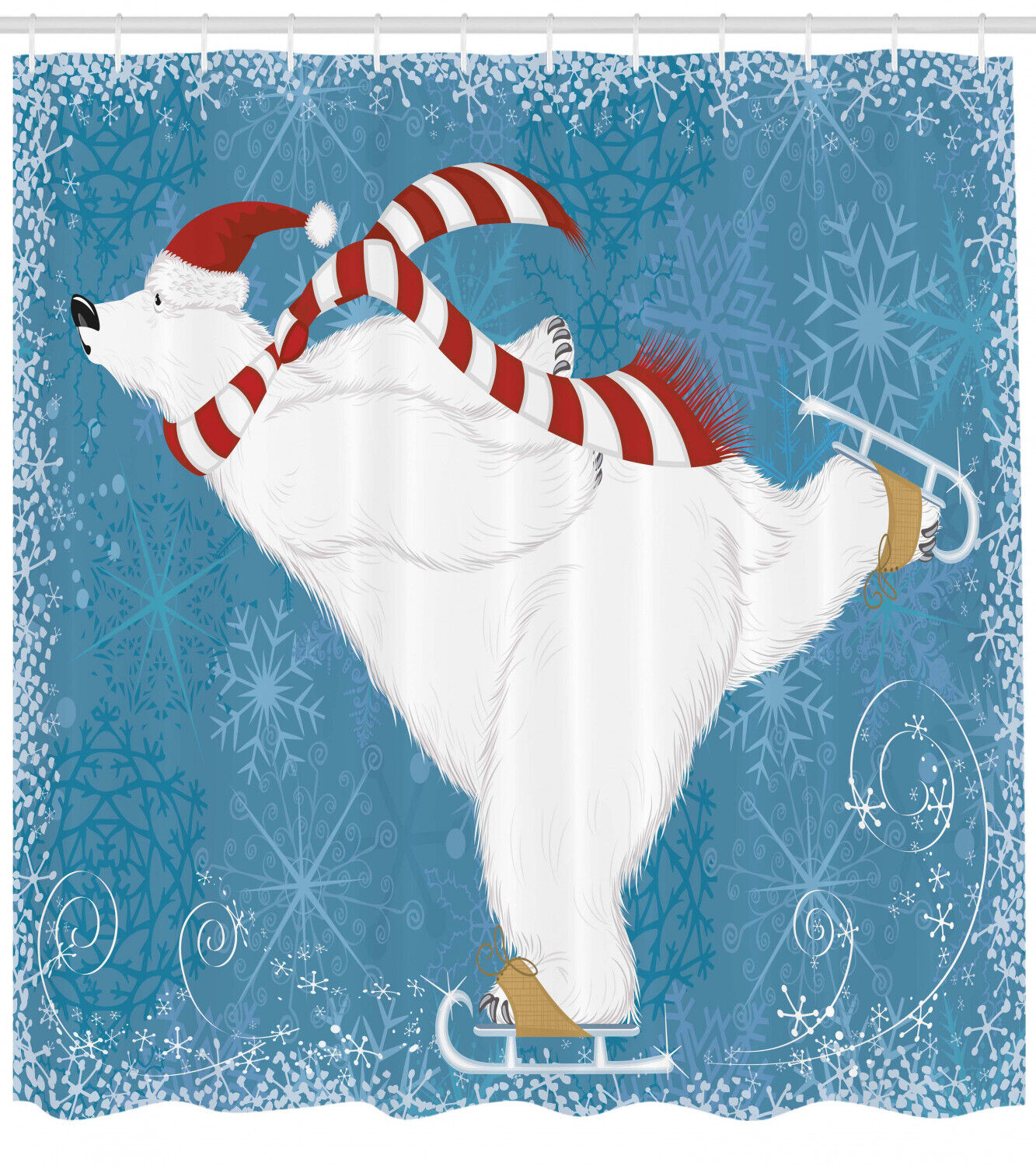 Ice Skating Polar Bear Shower Curtain With Bear Print, Perfect For Nature Lovers - Image 2