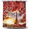 Iconic Eiffel Tower Red Fabric Shower Curtain for a Touch of Parisian Chic