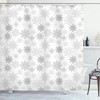 Icy Crystals Abstract Winter Shower Curtain, Grey White Cloth Fabric Bathroom Decor