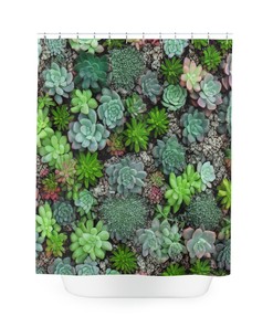 Idea Botanical Shower Curtain, AI Art Print, Modern Bathroom Decor, Stunning Succulent Pattern