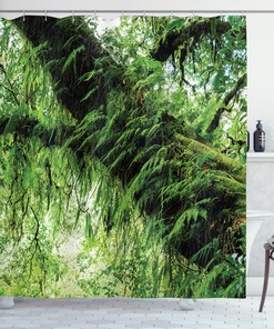 Idyllic Spring Jungle Shower Curtain for Lush Bathroom Decor
