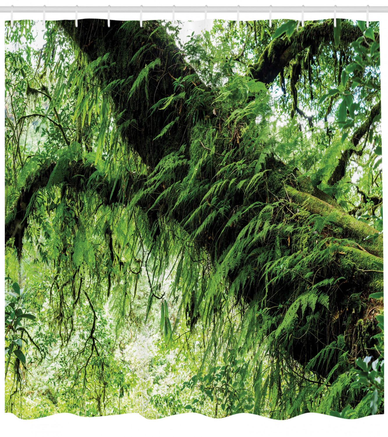 Idyllic Spring Jungle Shower Curtain for Lush Bathroom Decor