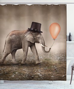 Illusionist Elephant Surreal Shower Curtain - Waterproof Fabric with Inviting Print, Perfect for Art Lovers' Bathroom