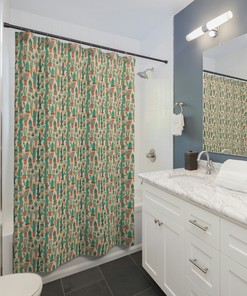 Illustrated Premium Shower Curtain featuring Desert Cactus