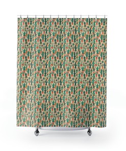 Illustrated Premium Shower Curtain featuring Desert Cactus