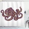 Illustration of Octopus and Tribal Print Shower Curtain for Bathroom Decor