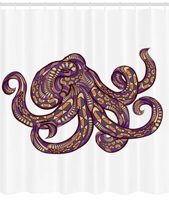 Illustration of Octopus and Tribal Print Shower Curtain for Bathroom Decor