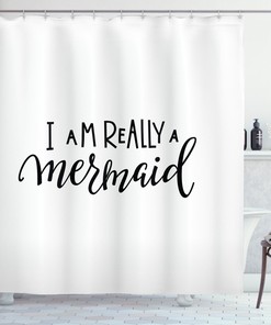 I'm Mermaid Monochrome Quote Print Shower Curtain perfect for Bathroom by Ikfashoni 