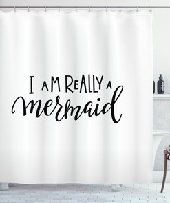 I'm Mermaid Monochrome Quote Print Shower Curtain perfect for Bathroom by Ikfashoni