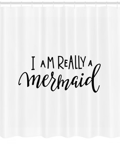 I'm Mermaid Monochrome Quote Print Shower Curtain perfect for Bathroom by Ikfashoni