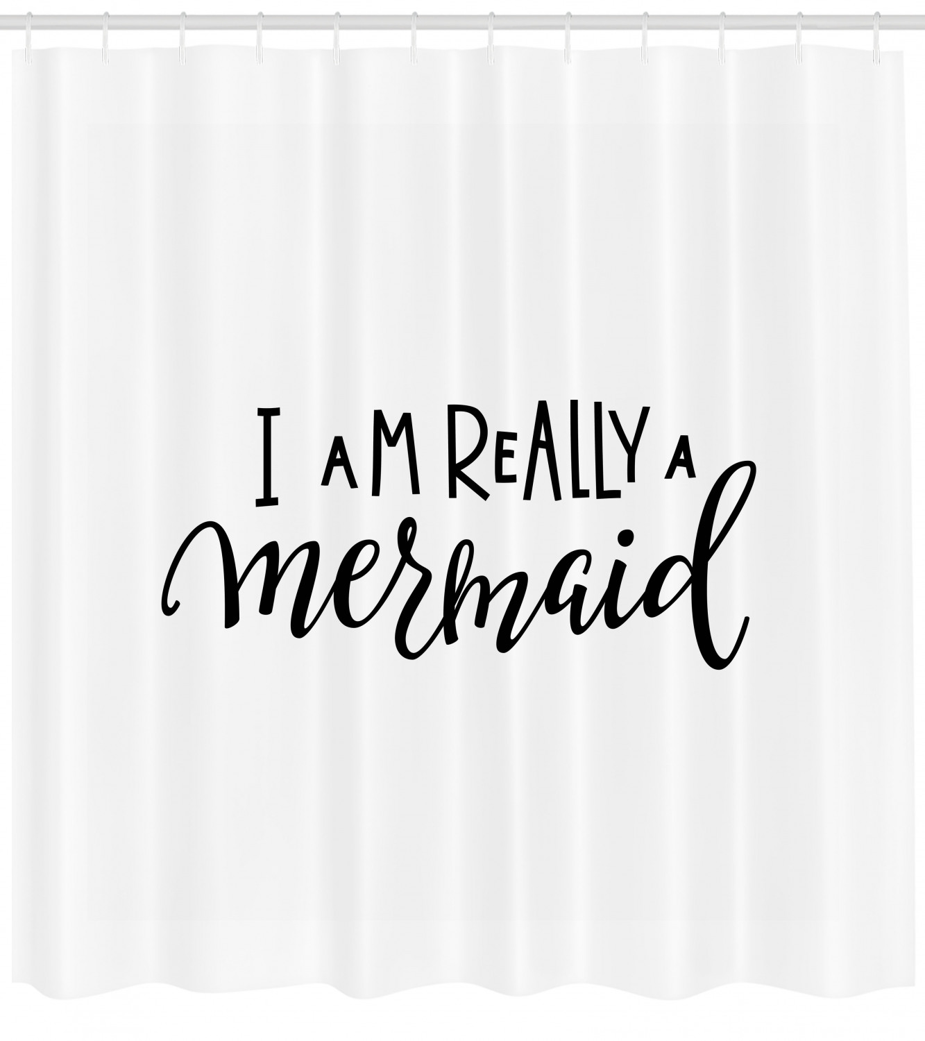 I'm Mermaid Monochrome Quote Print Shower Curtain perfect for Bathroom by Ikfashoni