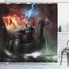 Imaginary Viking Animal Head Storm Rays Shower Curtain - Dragon Cloth Fabric Bathroom Decors