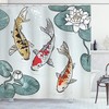 Important Cultures Pond Water Lilys Shower Curtain, Cloth Fabric Bathroom Decor in Pale Blue and Color
