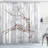 Impressive Deer Shower Curtain With Colorful Animal Silhouette And Christmas Elements Print