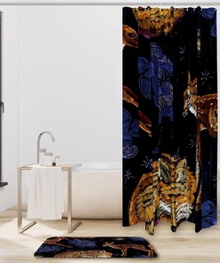 Impressive Fox, Deer, And Night Sky Shower Curtain With Waterproof Bath Curtain For Natural Bathroom Decor