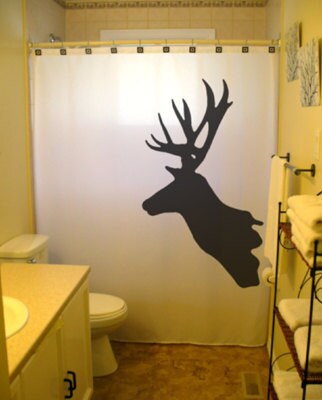 Impressive Hunter'S Trophy Shower Curtain With Deer Skull Prints