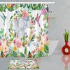 Incredibly Cute Watercolor Floral Little Elephant and Hummingbirds Shower Curtain for Kids' Bathrooms