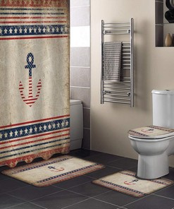 Independence Day American Nautical Anchor On Retro Background Curtain Full Size