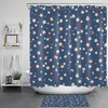 Independence Day Blue Shower Curtain with Red and Beige Star for Bathroom Decor
