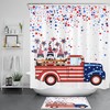 Independence Day Shower Curtain with Gnome, Blue Red Truck, and Star for a Festive Touch