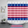 Independence Day Shower Curtain with Red and Blue Stripes and Star Design