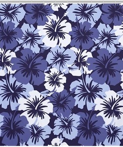Indian Elephant Pattern Blue Shower Curtain, Boho Design Bathroom Decor
